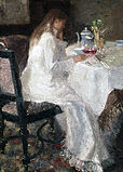 Jan Toorop (1886): Lady in white (his wife Annie Hall), private collection.
