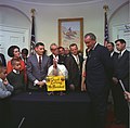 President Lyndon Johnson accepting a non-pardoned turkey, 1967