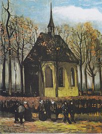 Congregation Leaving the Reformed Church in Nuenen by Van Gogh