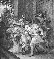 Ermordung Jaropolks, Darstellung aus dem 18. Jahrhundert