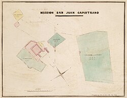 1854 survey of Mission San Juan Capistrano (via Bancroft Library)