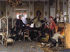Anton von Werner, Gemälde: Im Etappenquartier von Paris (im requirierten Schloss „des Ombrages“ Brunoy, nach einer Skizze von 1870)