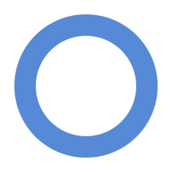 A hollow circle with a thick blue border and a clear centre