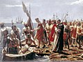 Image 17Arrival of Christopher Columbus, art by Dominican painter Luis Desangles. (from History of the Dominican Republic)