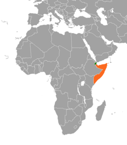 Map indicating locations of Djibouti and Somalia