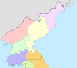 Map of North Korea with provincial divisions claimed by South Korea