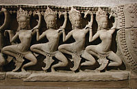 Stone bas-relief of apsaras from Bayon temple, Cambodia, c. 1200