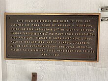 Historic building plaque on 937 Apache Drive, across from Edith's home.