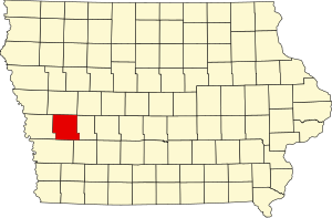 Map of Iowa highlighting Shelby County