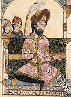 Maqama 38: the Governor of Merv, wearing the Turkic sharbūsh.[37][35]