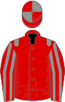 Red, grey epaulets, striped sleeves, quartered cap