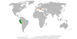 Map indicating locations of Peru and Yugoslavia