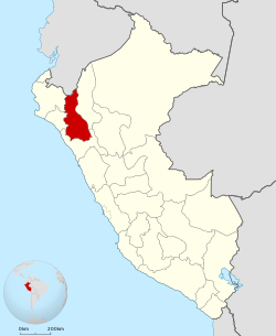 Location of Cajamarca in Peru