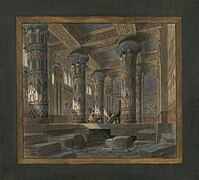 Set design by Philippe Chaperon for Act4 sc2 of Aida by Verdi 1880 Paris