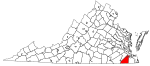 State map highlighting Suffolk