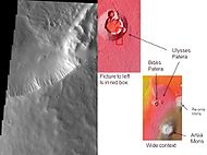 Location of Ulysses Tholus in relation to other volcanoes (photo by THEMIS).