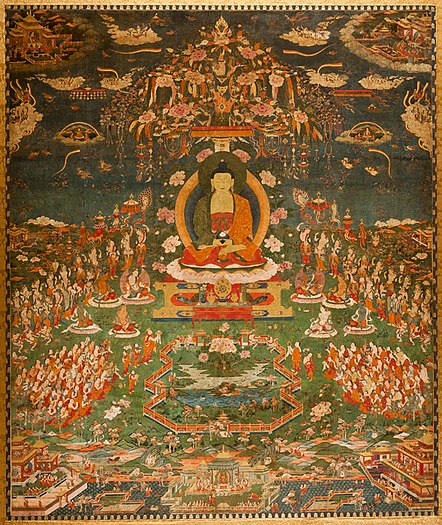 Painting of Amitabha in Sukhavati. Tibet, circa 1700.