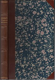 Horaz: Opera (1921), Halbledereinband und Titelblatt