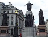 The Guards Crimean War Memorial together with statues of Florence Nightingale (left) and Lord Lea
