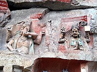 12th century Song dynasty statues of Acala (left) and Yamantaka (right) at the Dazu Rock Carvings in Chongqing, China.