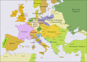 Political map of Europe in 1786