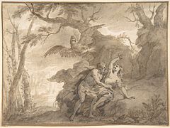Illustrations to the Metamorphoses of Ovid, Mercury Rescuing Io from Argus by Godfried Maes (1664 - 1700)
