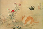 A Cat and a Butterfly, Kim Hong-do (1745–?), 18th century, Korean