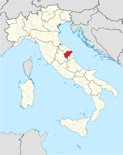 Map highlighting the location of the province of Macerata in Italy