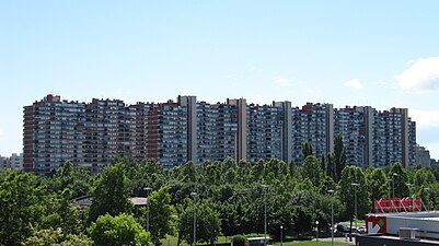 Mamutica in East Novi Zagreb city district (Travno local committee area), an apartment complex built in 1974 as the Croatian version of the plattenbau, largest building (by volume) in Zagreb and in Croatia