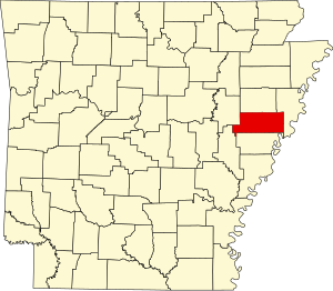 Map of Arkansas highlighting Saint Francis County