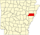 State map highlighting St. Francis County
