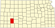 Map of Kansas highlighting Gray County