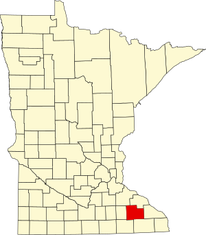 Map of Minnesota highlighting Olmsted County
