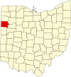 State map highlighting Van Wert County