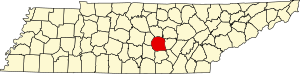 Map of Tennessee highlighting Warren County