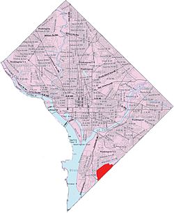 Washington Highlands, highlighted in red