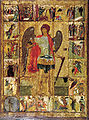 Michael the Archangel and biblical scenes, Russian icon, c. 1410