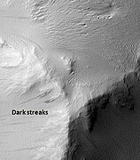 Nicholson mound with dark streaks, as seen by HiRISE