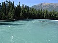 The Kanas River, part of the Irtysh River to the Arctic Ocean, view from rafting boat