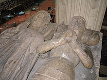 Modern colour photograph of the effigies of Michael de la Pole and wife in Wingfield Church