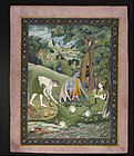 Late Kangra painting, 1815/1825, Rama, Lakshmana, and Sita