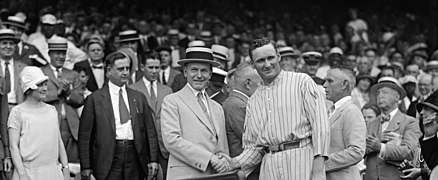 Walter Johnson and Calvin Coolidge shake hands FINAL