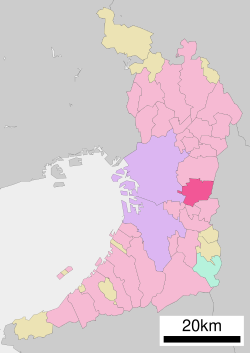 Location of Yao in Osaka Prefecture