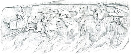 Darstellung der Szene auf einer Zeichnung des französischen Orientalisten Eugène Flandin (1840)
