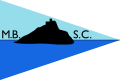 Burgee of Mount's Bay Sailing Club, Marazion, featuring a silhouette of the island.