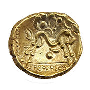 Ambiani gold stater. Celticised horse.