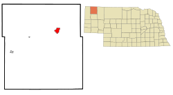 Location of Chadron within Dawes County and Nebraska