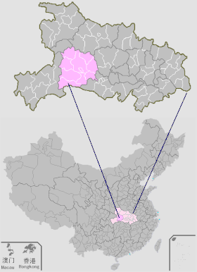 Location of Yichang City jurisdiction in Hubei