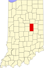 Map of Indiana highlighting Madison County