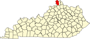 Map of Kentucky highlighting Boone County